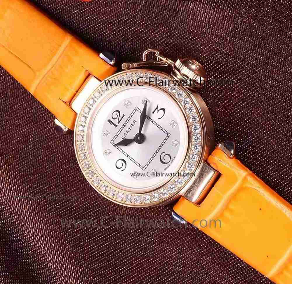 AAA Grade Cartier Pasha Diamond Wristwatch Rose Gold for Sale